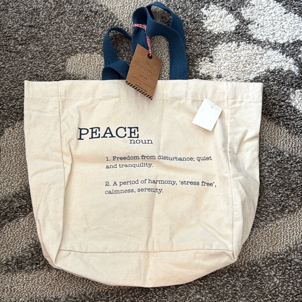 NEW. Large Canvas Tote bag. “Peace”.